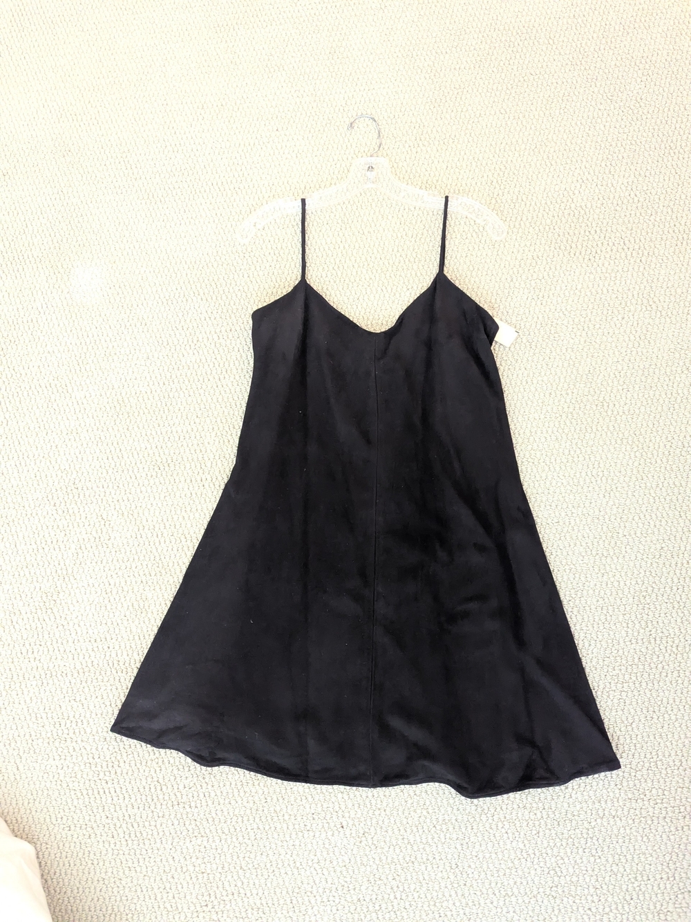 Suede Lightweight Black Slip Dress with Spaghetti Straps A Line NWT Sz 8